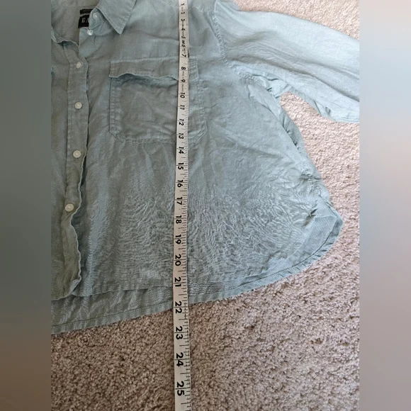 Gap Size Large Womens The Cropped Shirt Soft Mint Green Linen Top - Picture 5 of 7